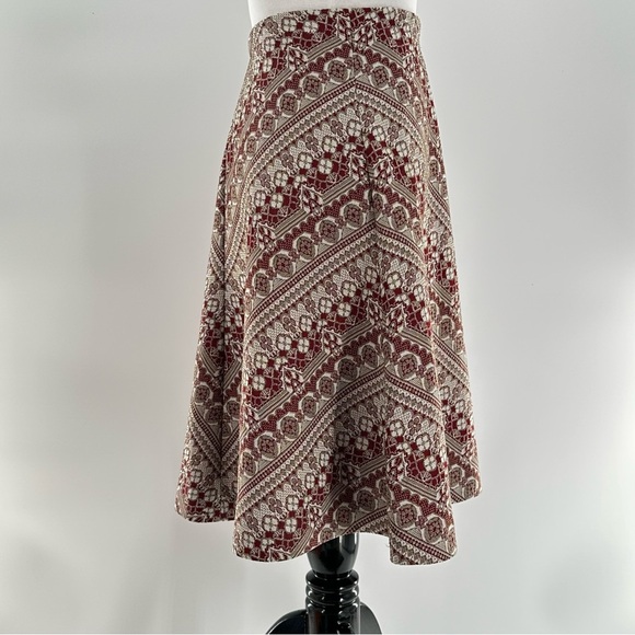 Vintage womens handmade fits as a size XS maroon tan midi 70s - Picture 3 of 7